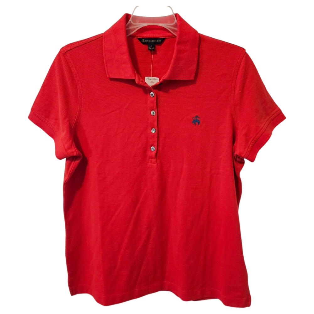 Brooks Brothers Womens Polo  Cotton Short Sleeve Preppy Golf Size Large‎ Red NEW